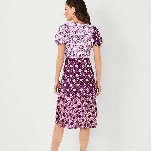 Ann Taylor Mixed Floral Wrap Midi Dress New - Picture 2 of 3